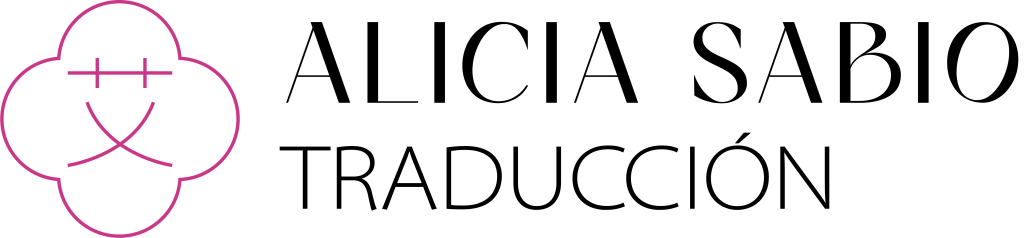 Logotipo con símbolo floral que incorpora caracteres chinos y el nombre en inglés, representando un servicio profesional de traducción del chino al español e inglés.