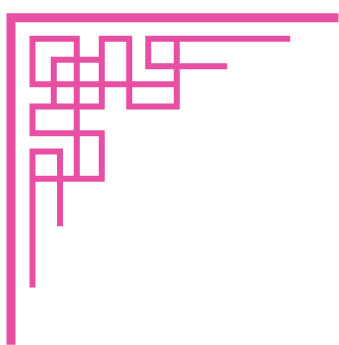 Esquina decorativa con patrón geométrico tradicional en rosa, inspirada en el arte oriental, ideal para diseños relacionados con la traducción del chino al español e inglés.